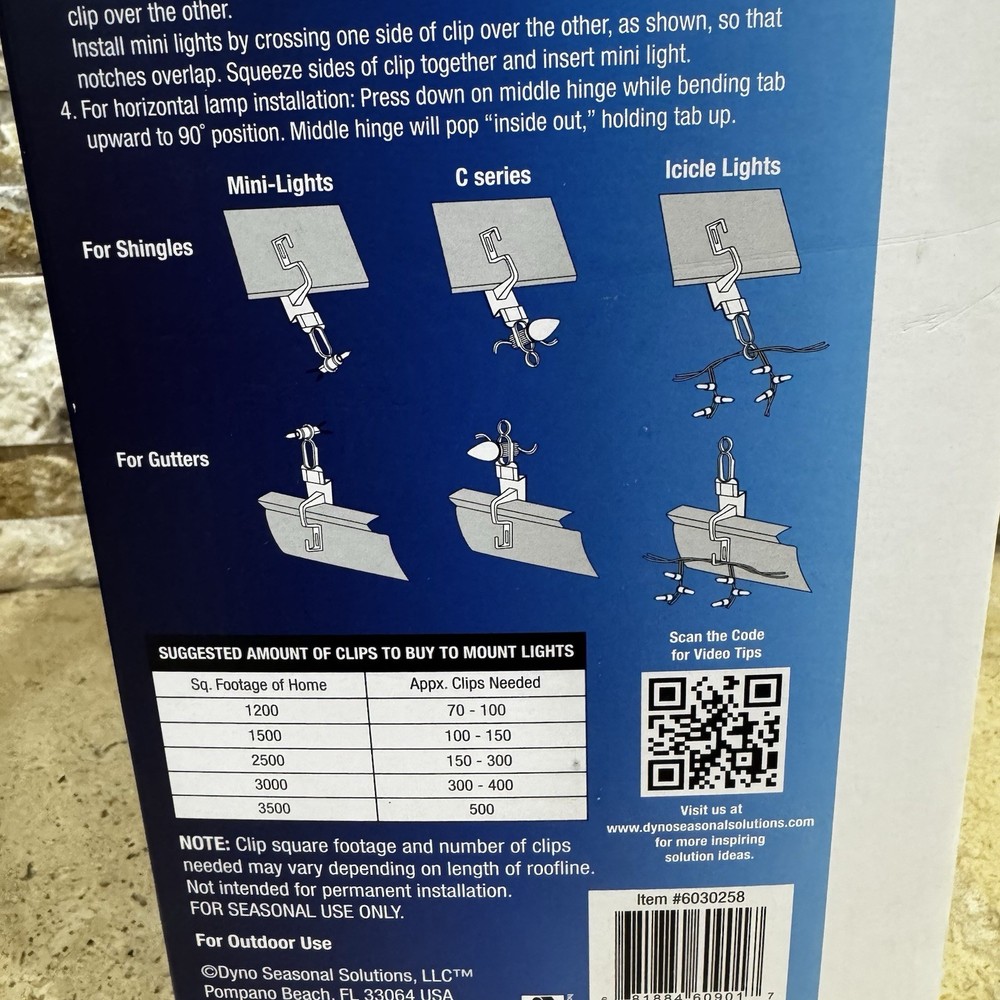 Titan Pro 200 -Pack Commercial grade Dual-Direction Gutter / Shingle Light Clips