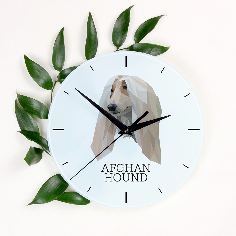 Afghan Hound geometric clock Art-Dog
