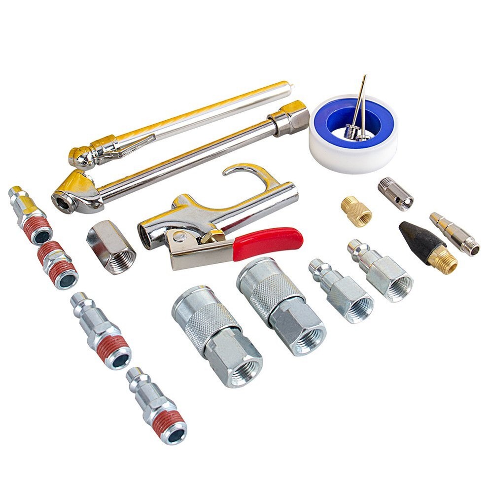 1/4" NPT 25ft Air Hose Recoil Spring Ends Pneumatic Compressor Accessory Kit