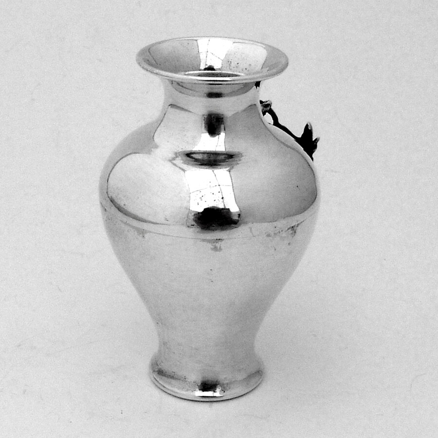 Small Vase Applied Cast Grape Bunch Sterling Silver
