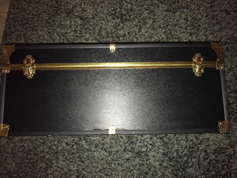 Vintage Seward Black Steamer Trunk