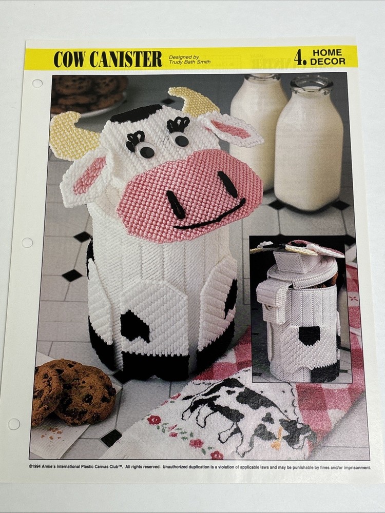 Cow Canister Annie's Attic Plastic Canvas Pattern Page
