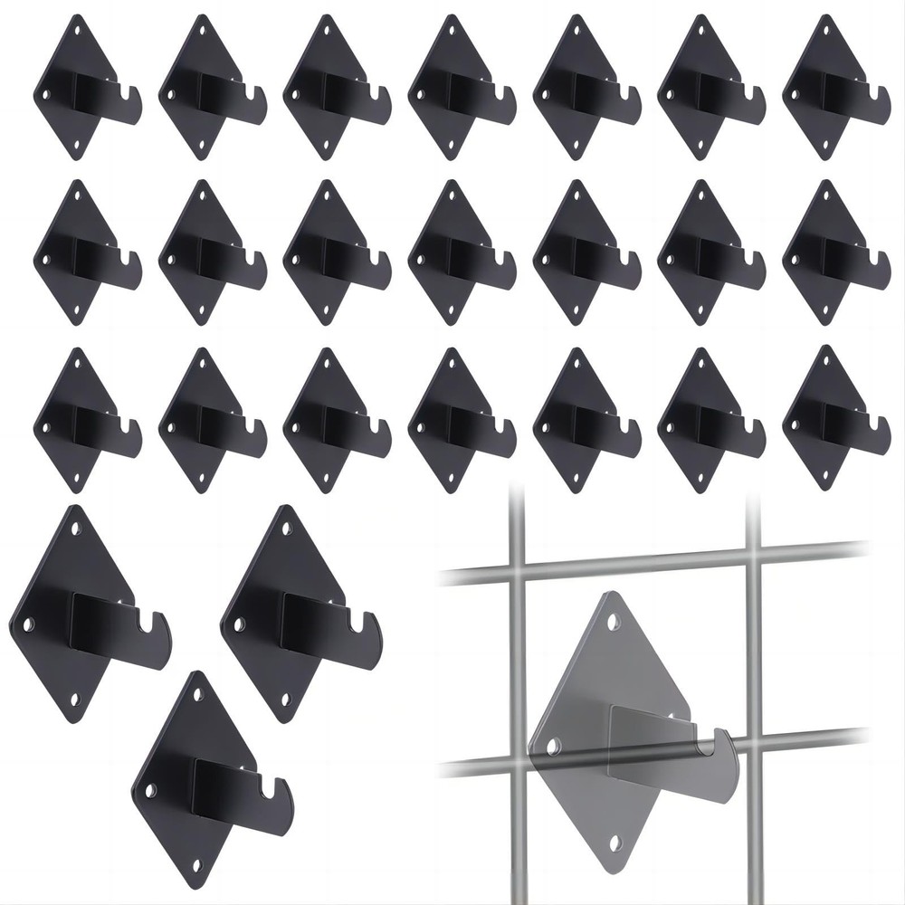 24 PCS Gridwall Mount Brackets Black Grid Wall Panel Mounting Hardware