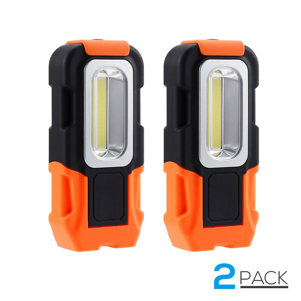 2 PACK Portable LED Work Light, Multi-use COB Flashlight, Battery-operated 5000K