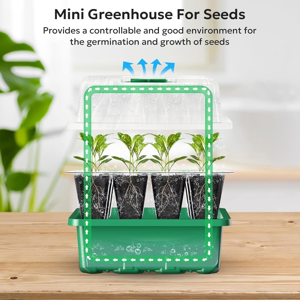 10-Pack Seed Starter Kit with Humidity Dome - 120 Cells for Quick Germination