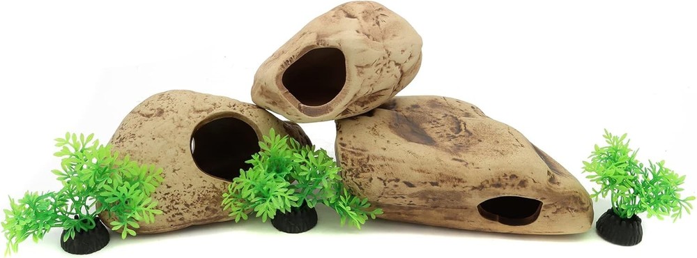 3Pcs Rock Stackable Aquarium Ceramic Decorations Rock Caves,Betta Fish Tank Deco