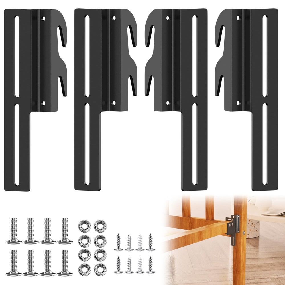 YUEYIN 4Pcs 711 Bolt-On to Hook-On Bed Frame Conversion Brackets, Bed Frame H...