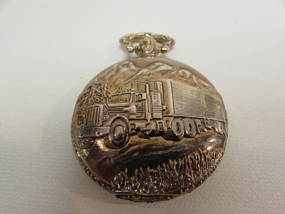 (ref288CC) Trucker Lorry Geneva Quartz Pocket Watch Needs Battery