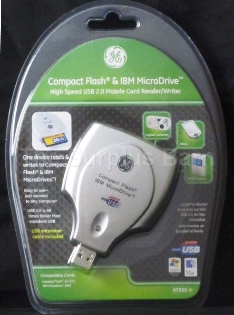 Ge HO97930 USB 2.0 Compact Flash I & II Microdrive Card Reader Plug and Play