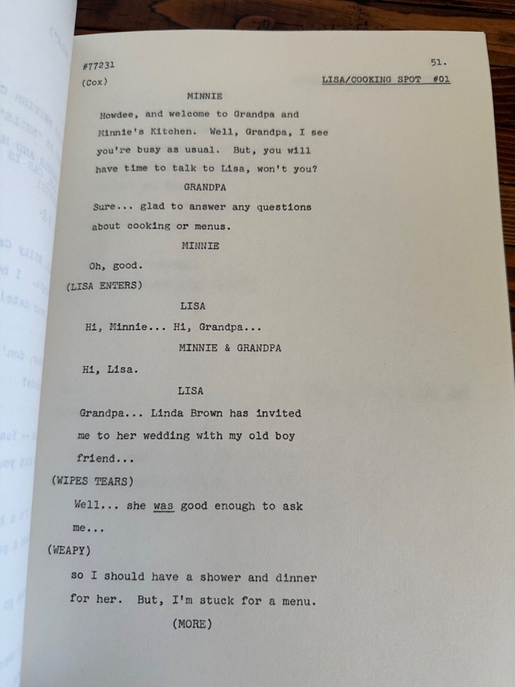 ORIGINAL VINTAGE HEE HAW BILLY CARTER TV SHOW SCRIPT EPISODE # 77231