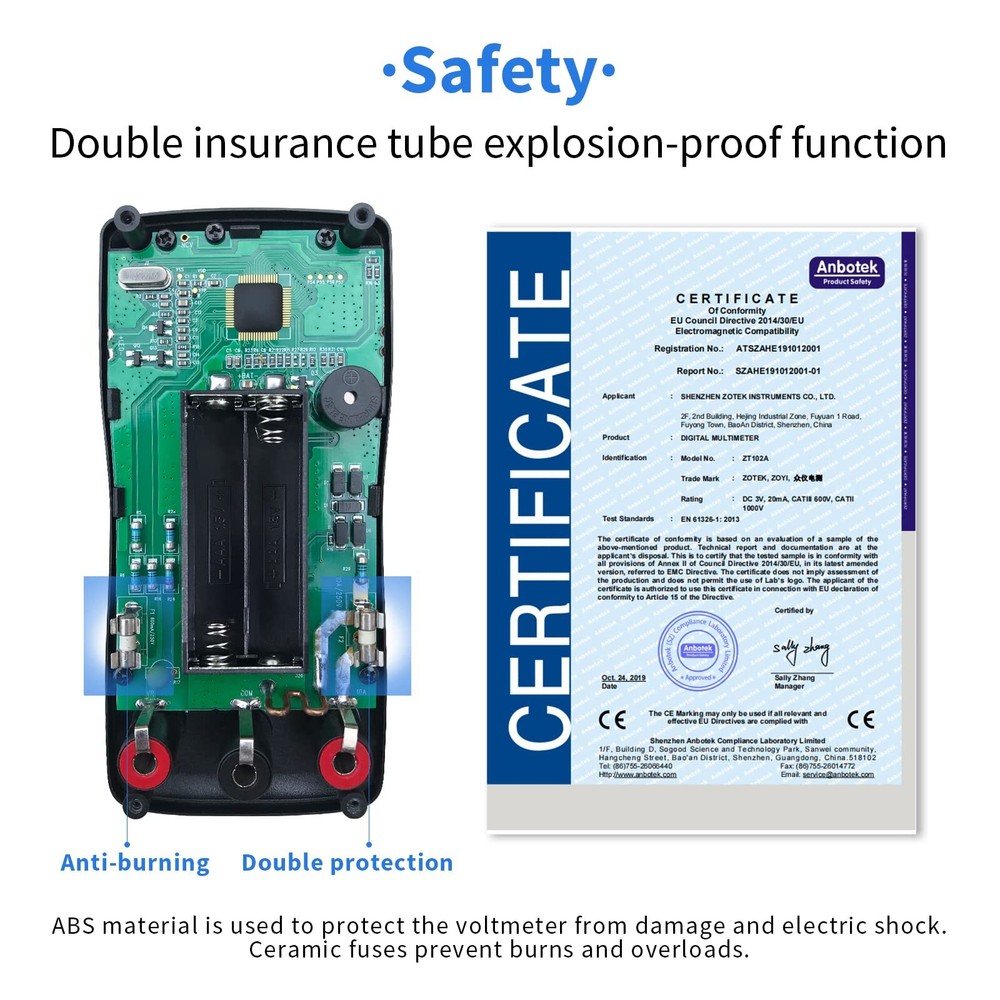 ZOTEK ZT-102A Digital multimeter auto ranging Multimeter Smart+Automatic Rang...