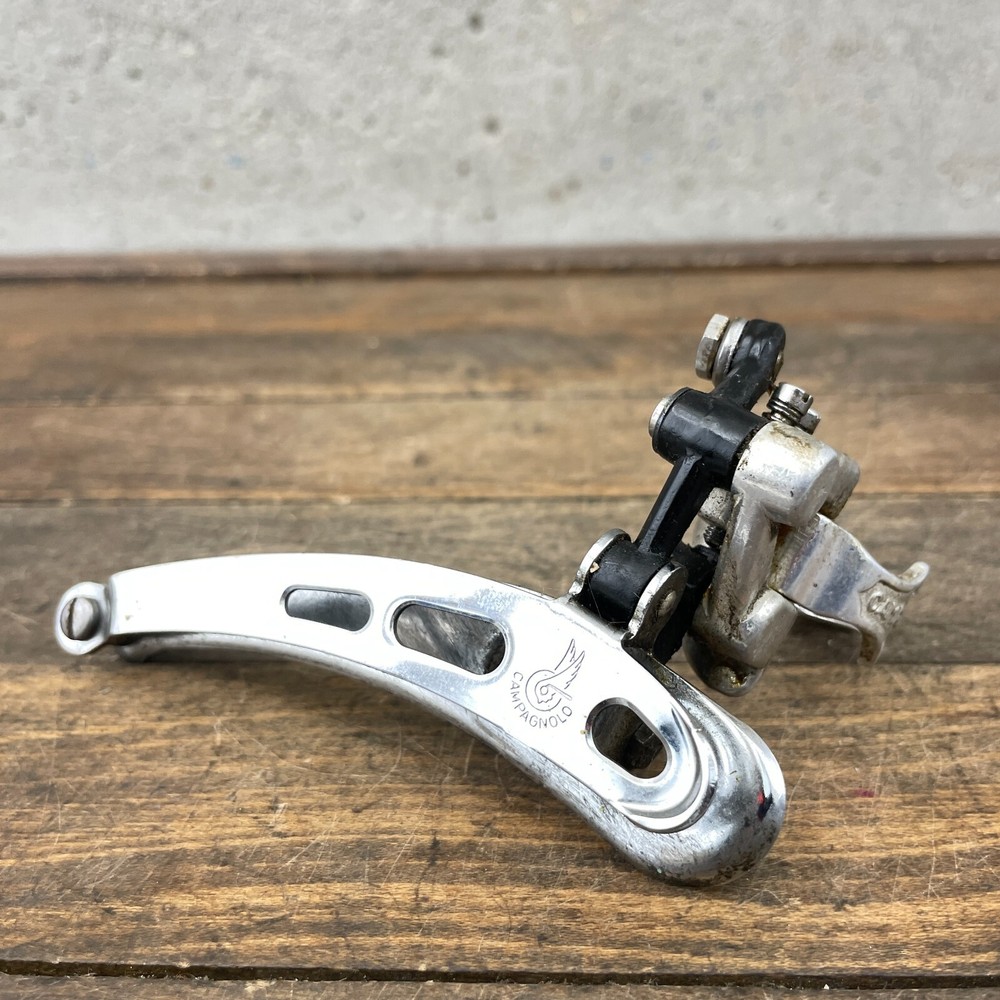 Vintage Campagnolo Super Record Front Derailleur 3 Hole Clamp Bottom Pull Wing