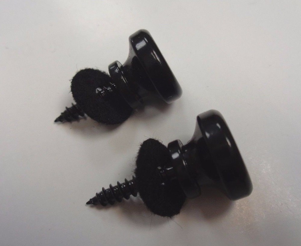 Black Guitar Strap Buttons with Washers & Screws