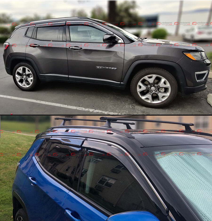 FOR 2017-2024 JEEP COMPASS PREMIUM CHROME TRIM WINDOW VISOR RAIN GURAD DEFLECTOR