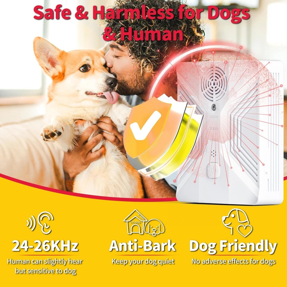 Ultrasonic Dog Bark Deterrent, 3 Modes, 50FT Range, Rechargeable
