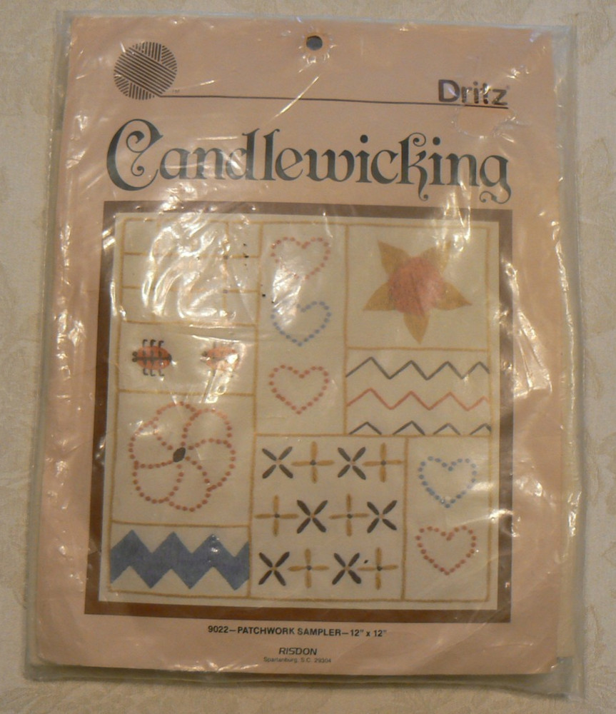 NEW! Dritz, Candlewicking #9022 Patchwork Sampler 12"x12" Complete Kit NEW S/S