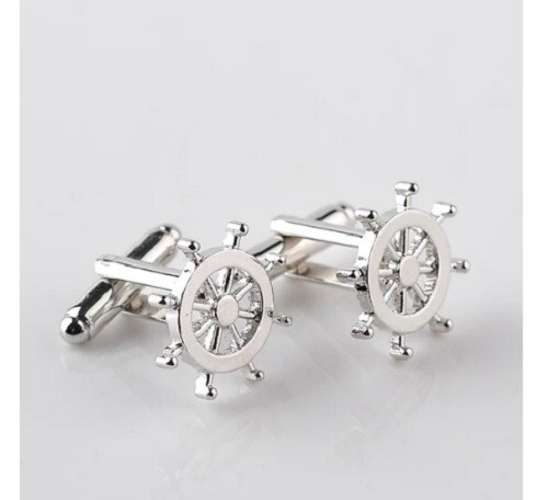 Solid 935 Argentium Silver Ship Handle Design Men's Fashion Cufflinks