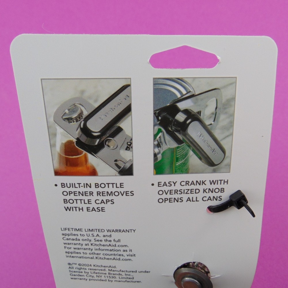 KitchenAid Multi-Function Can Opener w/ Bottle Opener Pink Ergonomic Handle