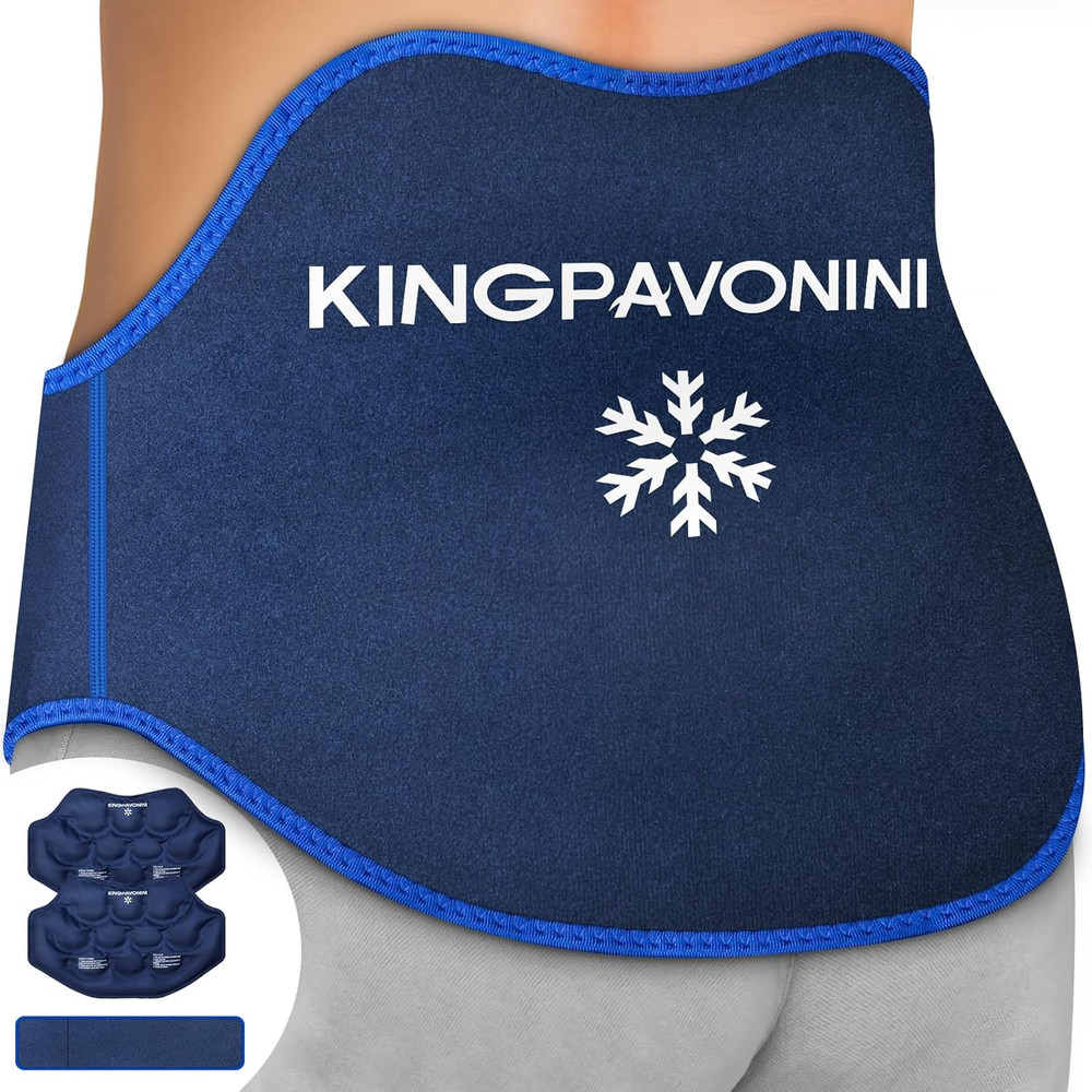 Extra Large Reusable Ice Pack for Back Pain Relief - 2 Pack with Strap