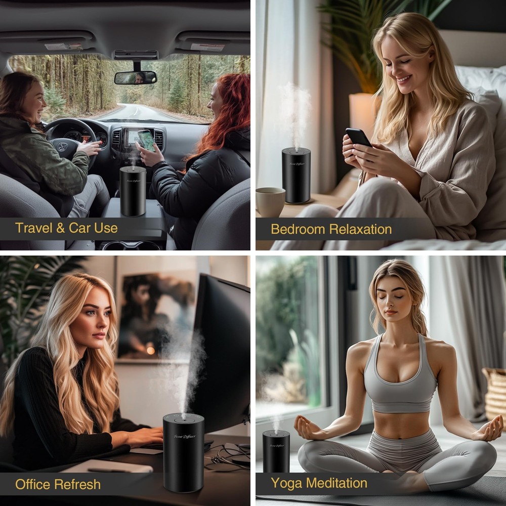 Waterless Essential Oil Diffuser Starter Kit - No Water Needed, Battery Opera...