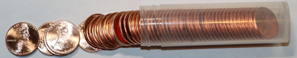2018-D LINCOLN SHIELD PENNY - CENT ROLL UNCIRCULATED BU Bright Red !