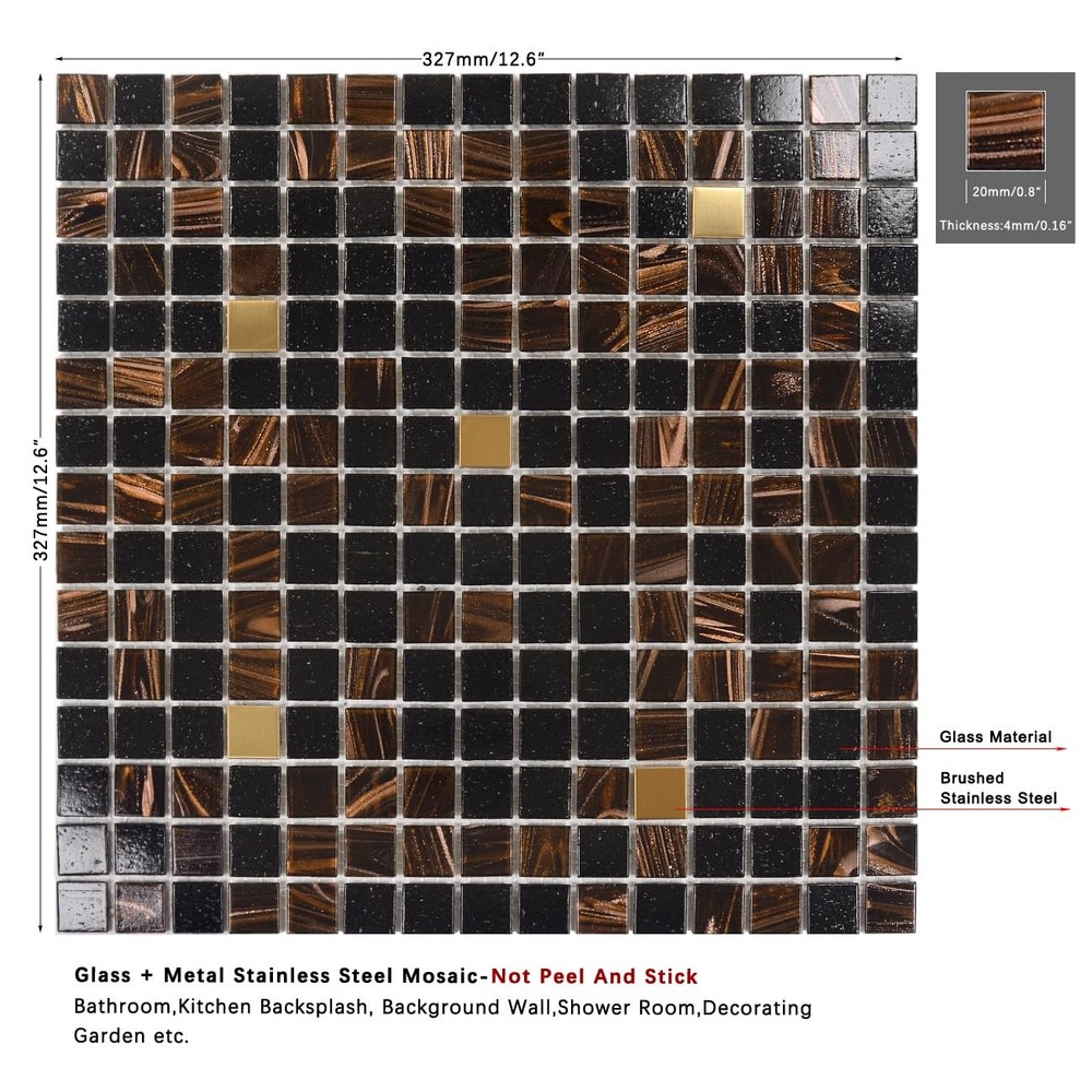 smafusion 11.5sqft Bathroom Wall Tile, Pool Tile, Garden DIY, Kitchen Backspl...