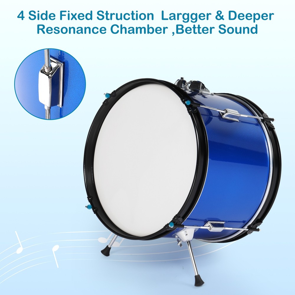 5-Piece for Beginners,16"Full Size Complete Junior Drum Kit /w Adjustable Throne