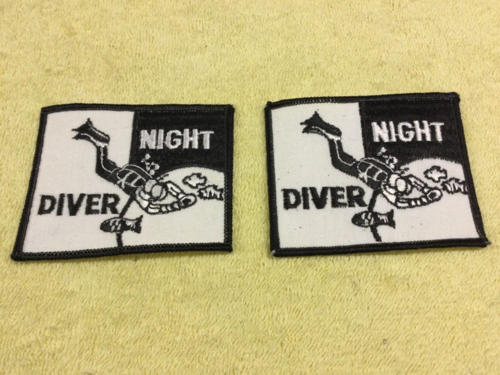NIGHT DIVER SCUBA PATCHES - 2 TOTAL PATCHES