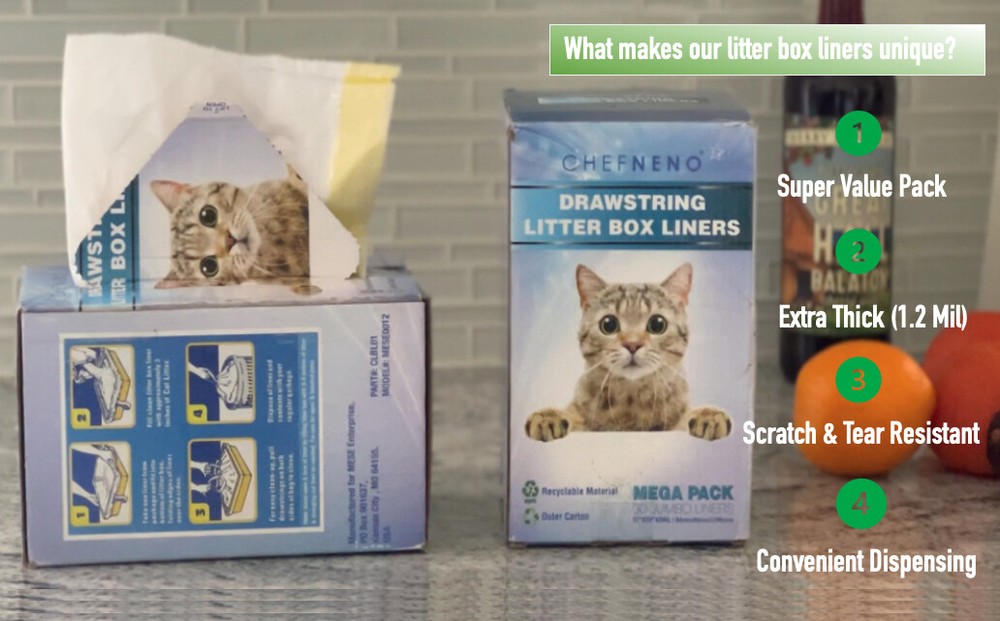 Cat Litter Box Liner Scratch Resistant Drawstring Cat Litter Tray Bag (30 Count)