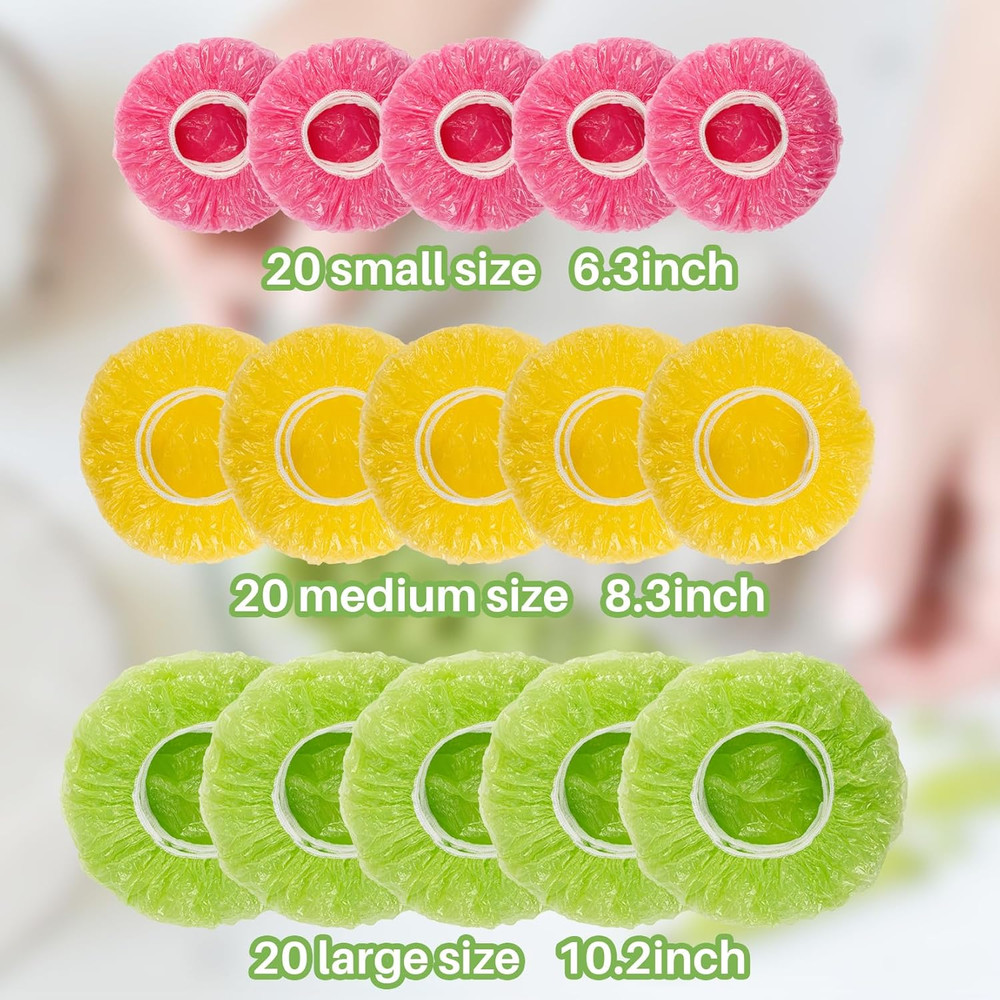 60 PCS Plastic Bowl Covers Elastic Reusable Multicolor
