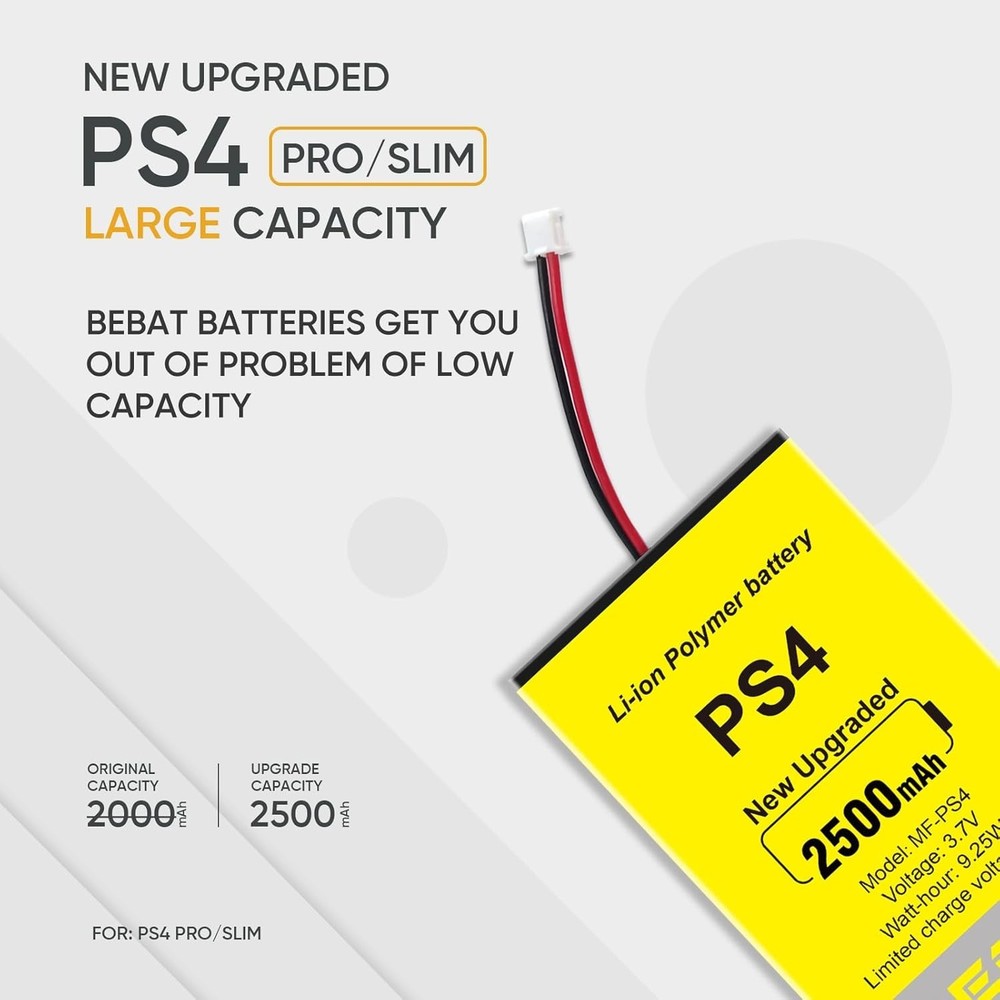 2pcs PS4 Controller Battery,2500mAh Replacement for PS4 Pro Slim Controller 2...
