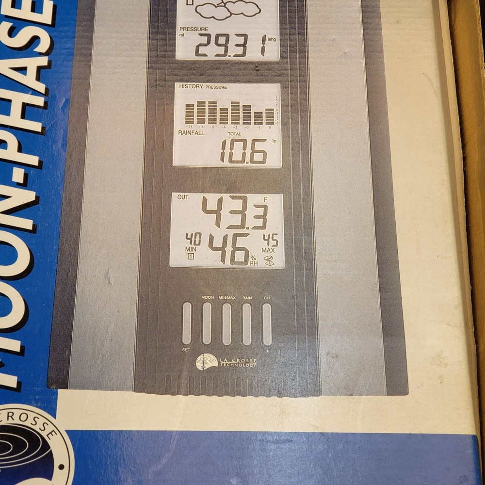 Moon-Phase Weather Forecast Station La Crosse Technology LCD Display Hygrometer