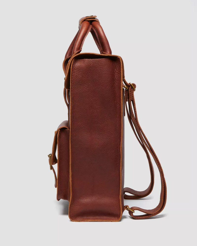 DR MARTENS AMBASSADOR BROWN LEATHER BOX BACKPACK