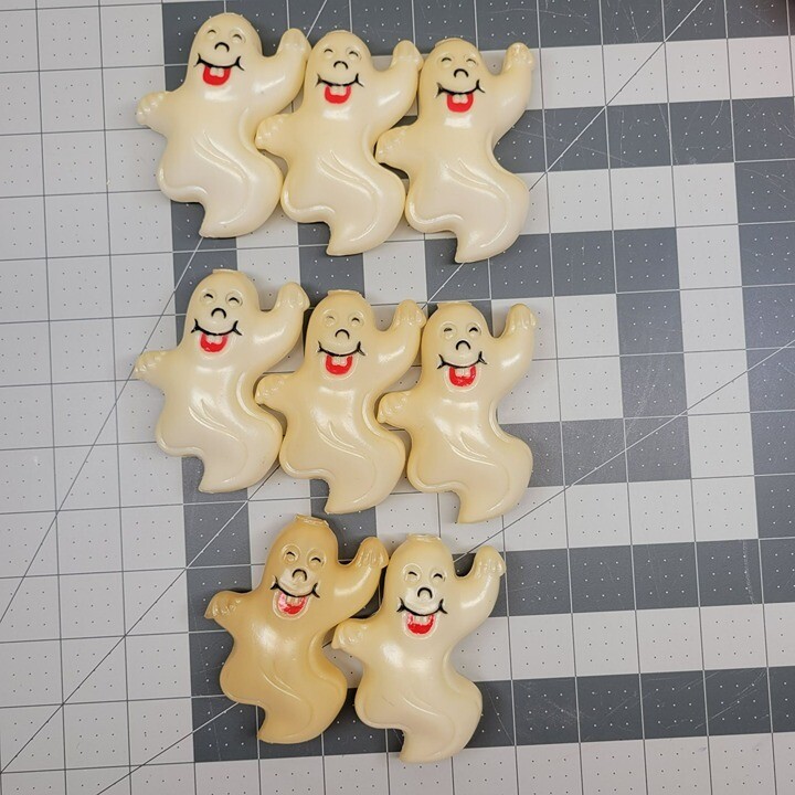 8 Ghost Skeleton Halloween Plastic Blow Mold Mini Light String Covers Vintage