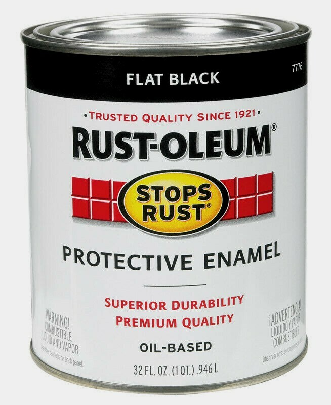 Rust-Oleum FLAT BLACK 1 qt. Stops Rust PROTECTIVE ENAMEL Oil-Based 7776-502 NEW!