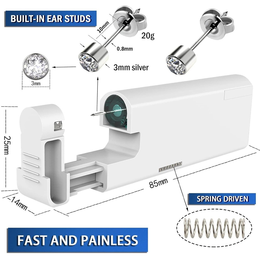 Beginner-Friendly Ear Piercing Kit with 2 Automatic Guns & Hypoallergenic Studs