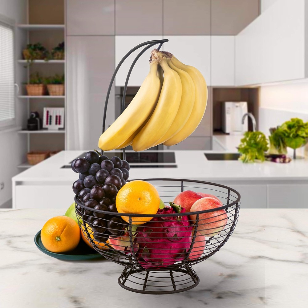Fruit Basket Bowl 11.81" Diameter with Detachable Banana Hanger - Kitchen