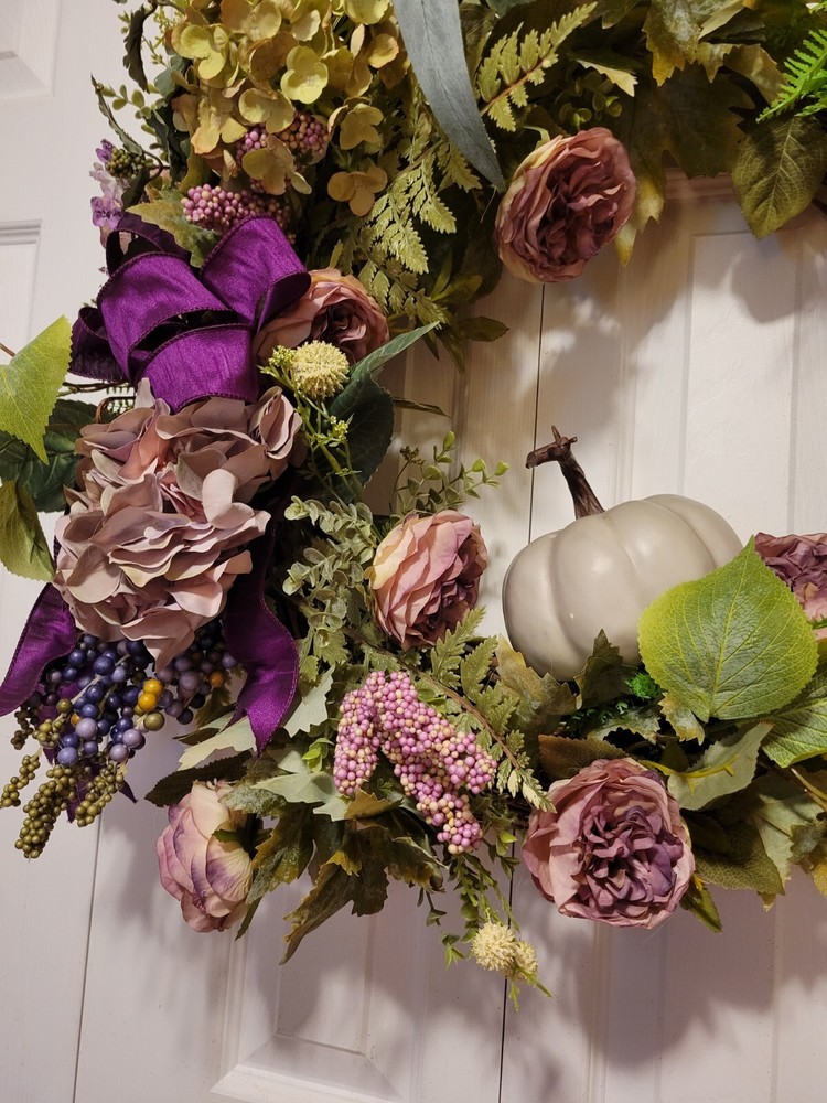 Fall Plum and Green Grapevine Wreath