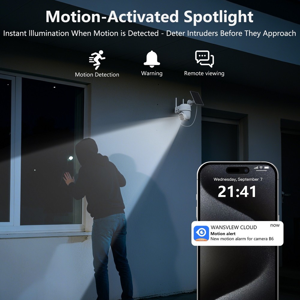 4Pack 2K Wireless Security Camera Solar Panel Color Night Vision 3MP Outdoor Cam