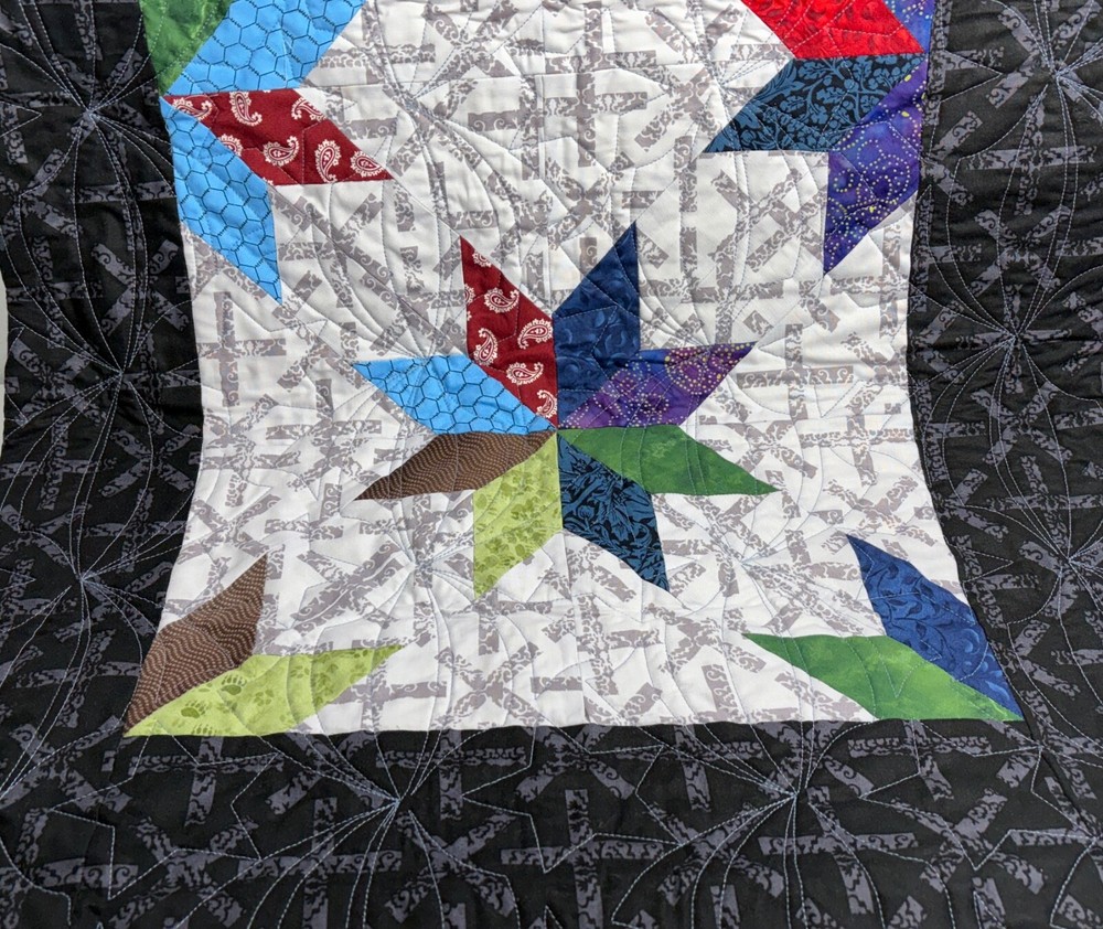 Large Table Runner Or Bed Runner Scarf Floating Stars Pattern Quilted 54x24”