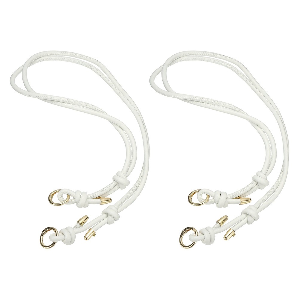 2Pcs Leather Purse Strap 34.65" Strap Replacement with Buckle, White