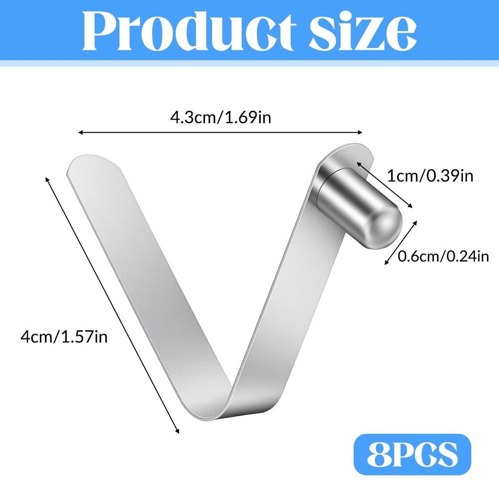 Apojgitn 8 Pcs Kayak Paddle Spring Snap Clips, Stainless One Size, Sliver