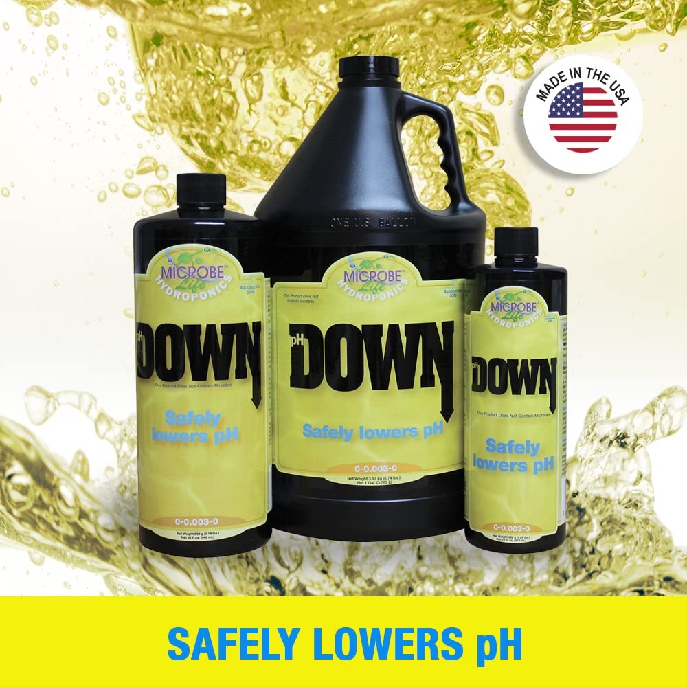 Microbe Life Hydroponics pH Down Control Liquid, Premium 16 Ounces, Yellow