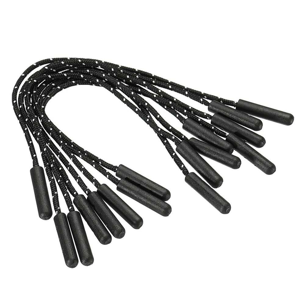 Zipper Pulls Extension Handle Cord, 15 Pack Plastic Puller Extender, Black