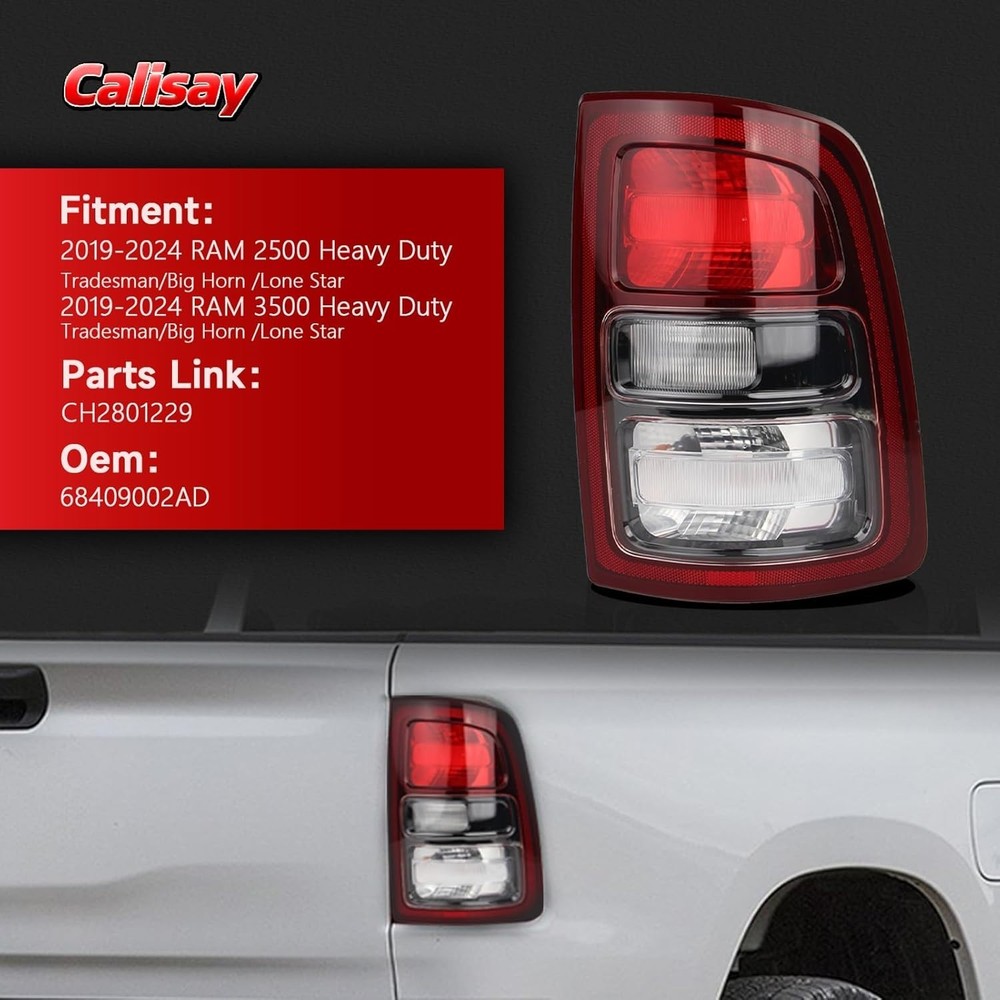 Right side Black Bezel Halogen Tail Lights Compatible With 2019-2024 RAM 2500