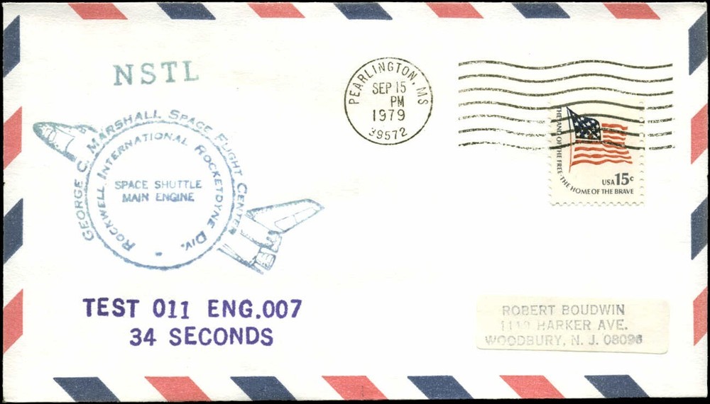 9/15/79 Shuttle Engine Test NSTL Cachet Pearlington, MS
