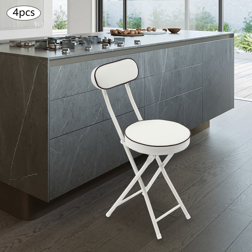 Upholstered Counter Stool 4pcs Bar Stool Portable Folding Kitchen Dining Chair