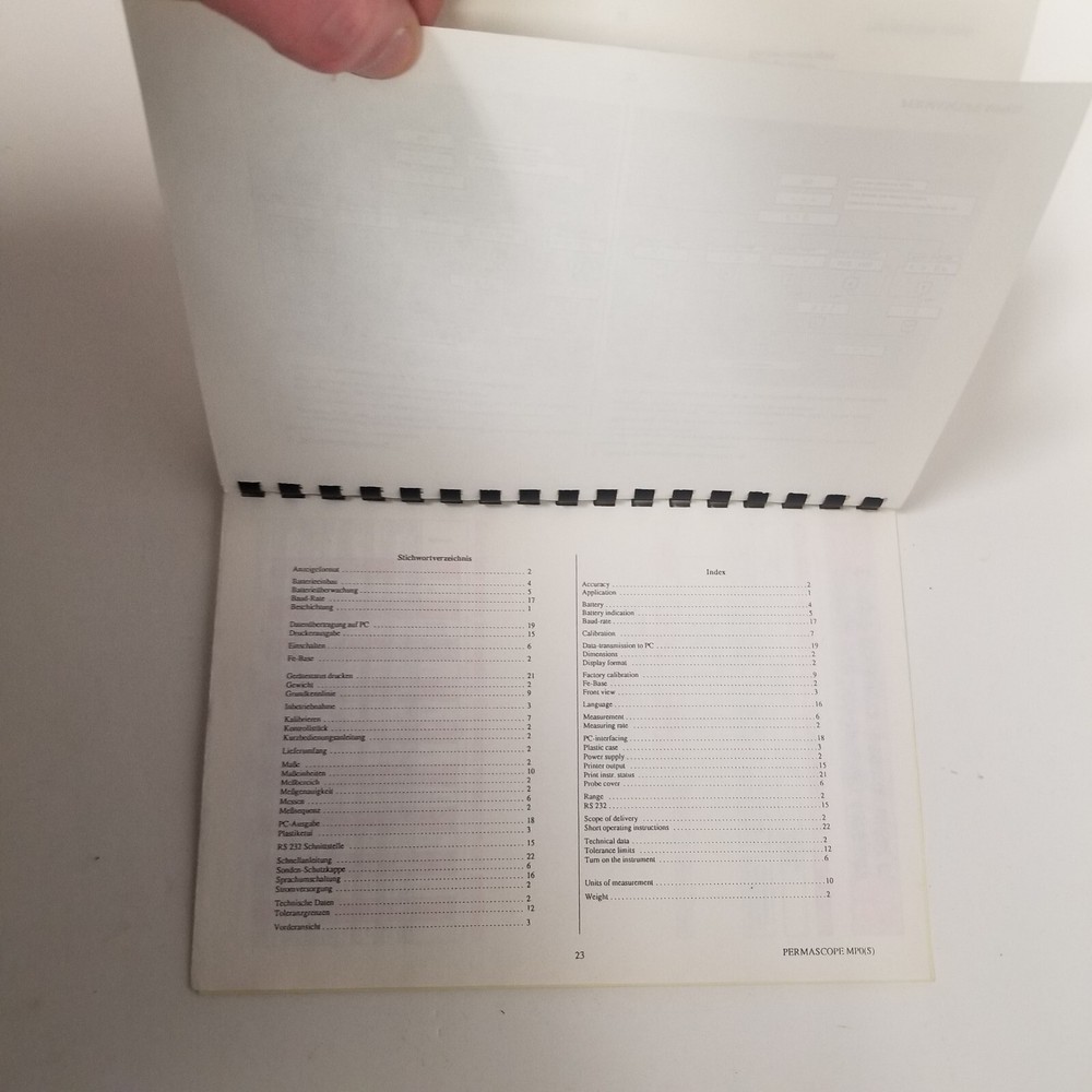Fischer Technology Permascope MP0(S) Operating Instructions, 23 Pgs