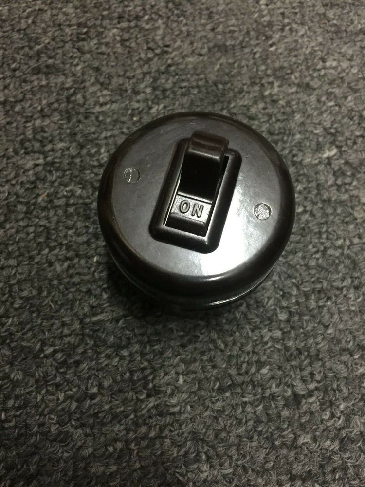 Vintage Leviton Brown Bakelite Round - Single-Pole Switch -