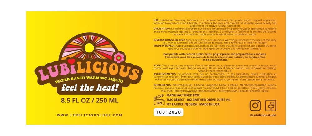 LUBILICIOUS PERSONAL WATER BASED LUBRICANT Warming Lube Pump Top 8.5 oz - Wat...